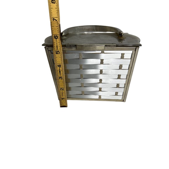 Vintage Majestic Handbag Lucite Handle Chrome Box Metal Weave Design - Picture 11 of 13